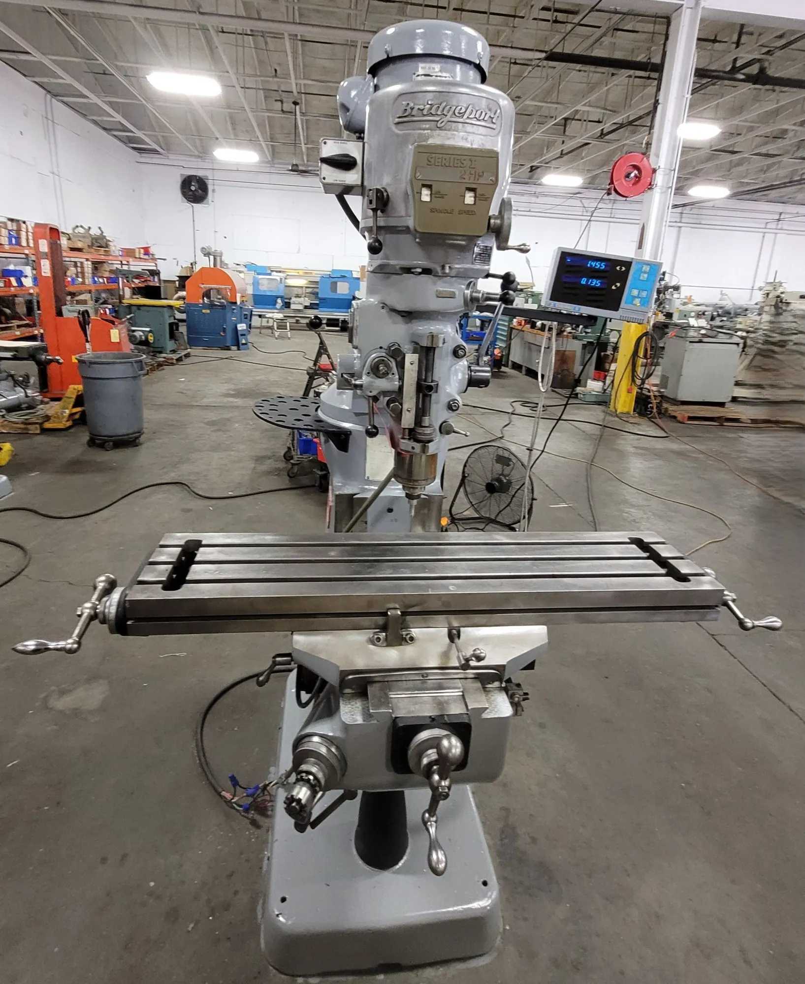 BRIDGEPORT SERIES 1 MILL 2HP HEAD 9"X42" TABLE, NEW DRO, 4200 RPM, 220V - VERTICAL MILLING MACHINES