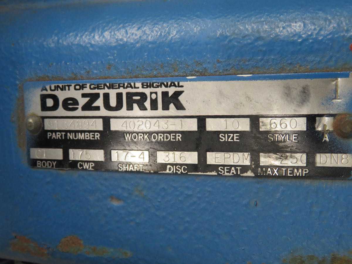 DEZURIK 9134894 VALVES FOR WATER TREATMENT T216257 - BUTTERFLY VALVE