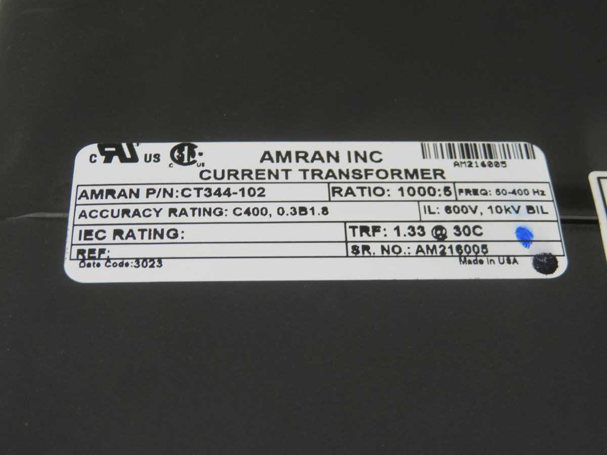 AMRAN CT344-102 CURRENT TRANSFORMER T243787 - POWER TRANSFORMERS