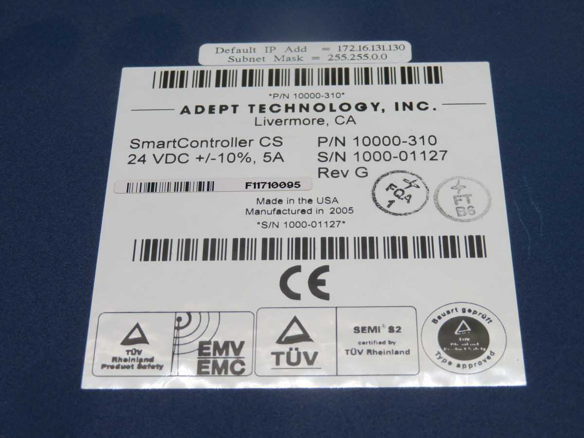 ADEPT 10000-310 SMART CONTROLLER T258341 - OPERATOR CONTROLS