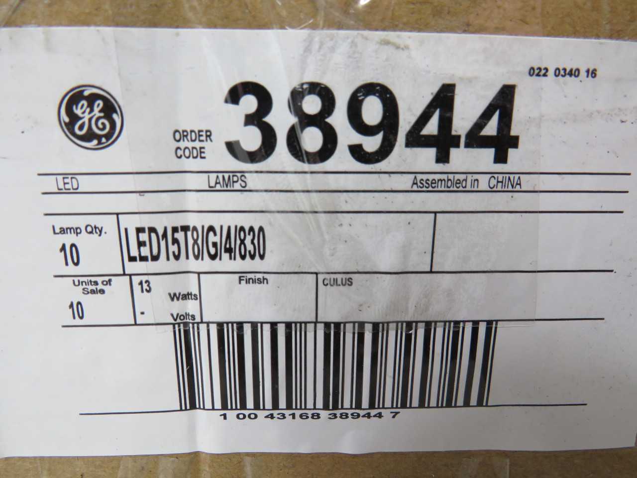 Lot Of 500 GE 38944 13W LED T8 48 Inch Medium Bi-Pin 3000K Tubes - LIGHTING