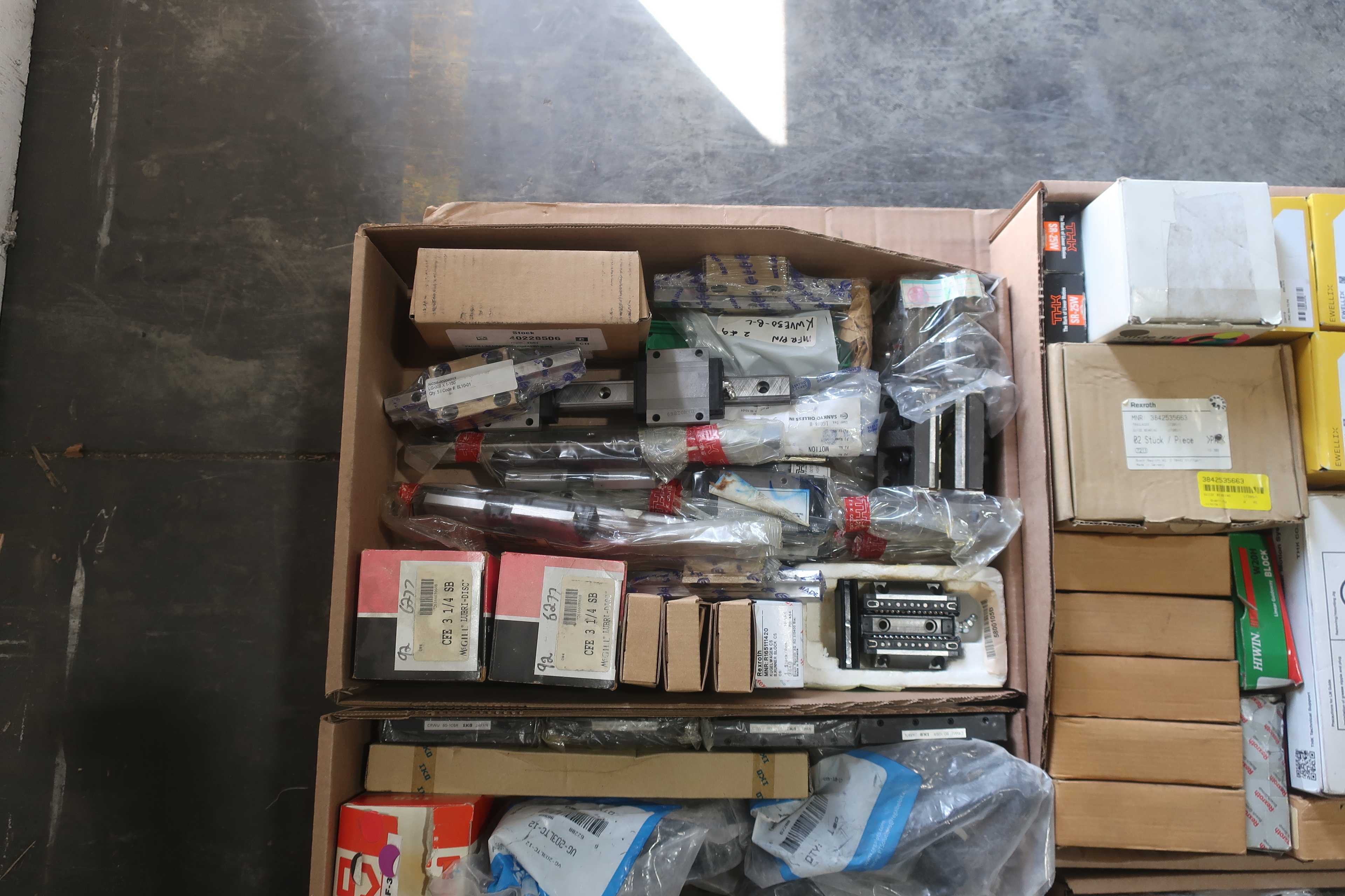 SKU 1761305 - PALLET OF ASSORTED BALL SCREW, LINEAR, AND THRUST BEARINGS - BEARINGS