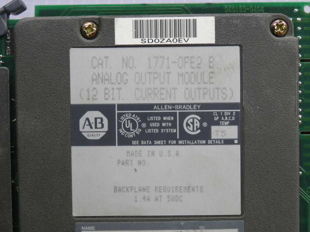 ALLEN BRADLEY 1771-0FE2 ANALOG OUTPUT MODULE T229190 - INDUSTRIAL PARTS