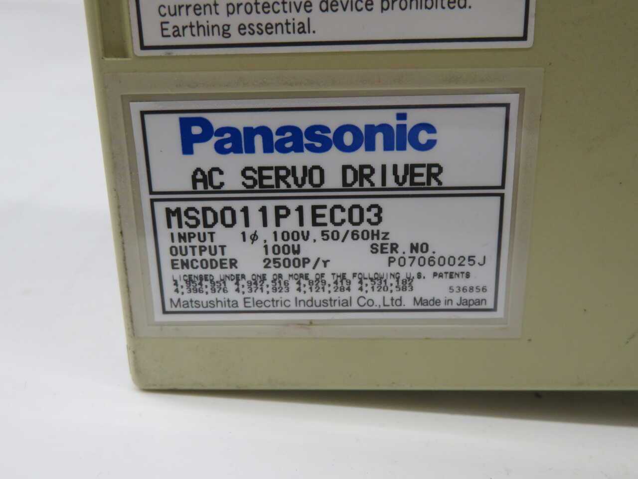 Panasonic MSD011P1EC03 AC Server Driver T270270 - SERVO