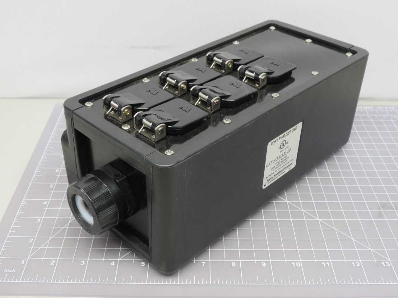 WOODHEAD 130138-0096 3413L-20 THREE-PHASE MULTIPLE OUTLET BOX NEMA 5-20 DUPLEX WITH FLIP LIDS TOGGLE - ELECTRICAL COMPONENTS