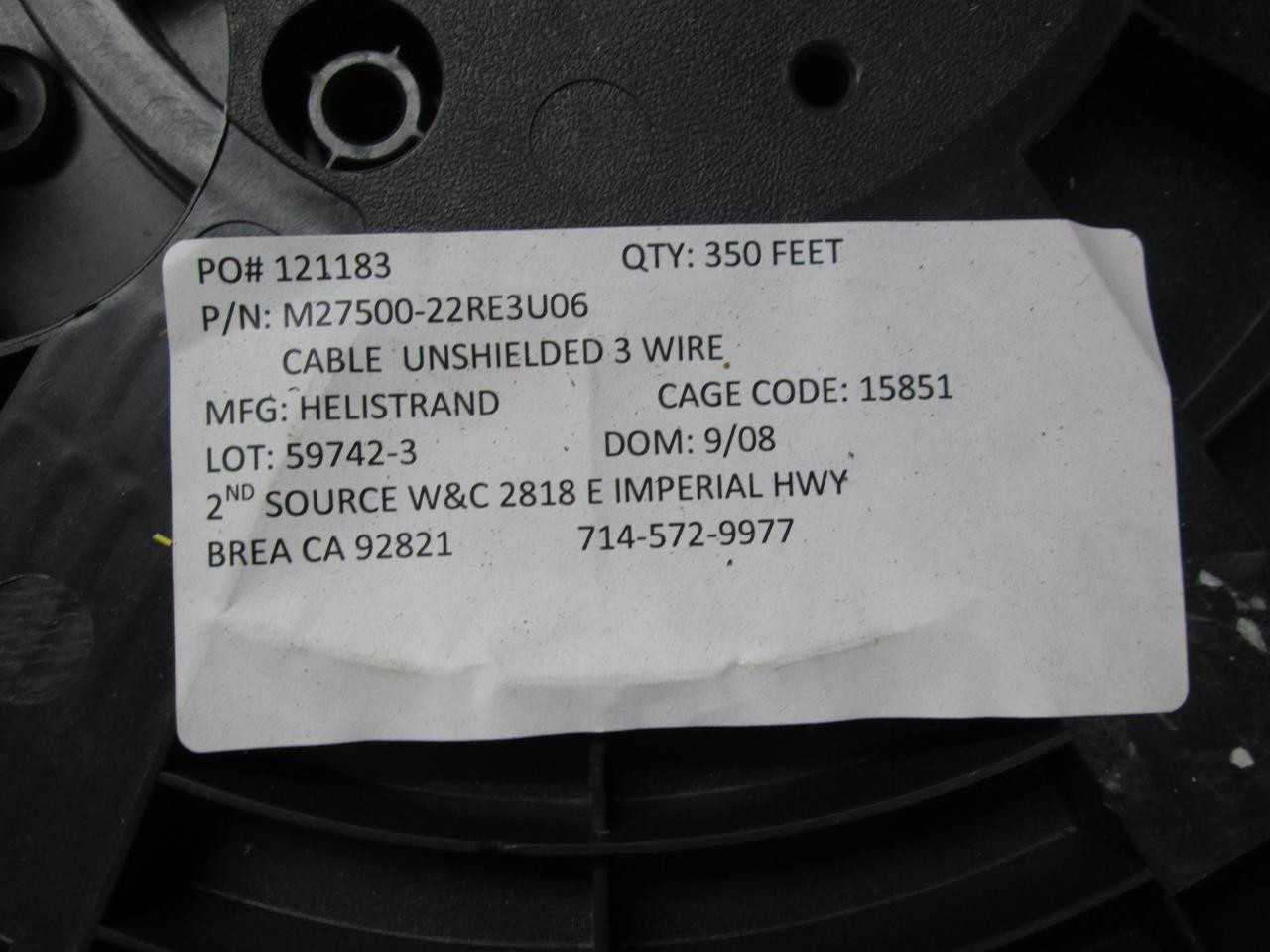 HELISTRAND M27500-22RE3U06 CABLE UNSHIELDED (350 FT.) T54076 - MULTIPLE CONDUCTOR CABLE
