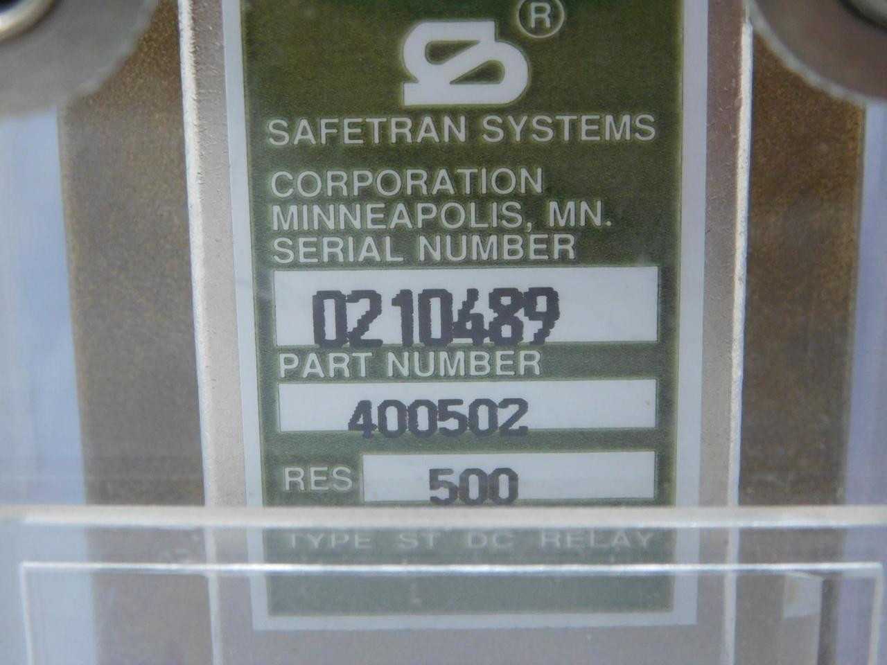 SAFETRAN SYSTEMS 400502 DC RELAY T123670 - ELECTRICAL RELAYS