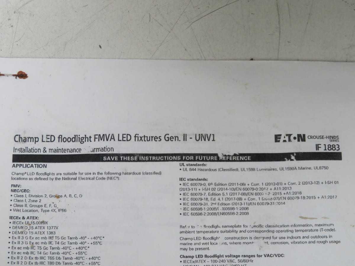 EATON FMV13LCY/UNV34 CHAMP LED FLOODLIGHT FMVA LED FIXTURES GEN. II - UNV1 T205166 - LIGHT FIXTURES