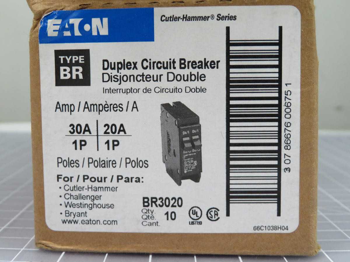 LOT OF 10 EATON BR3020 DUPLEX CIRCUIT BREAKER 30A/1P 20A/1P TYPE BRD 2 POLE T192252 - CIRCUIT BREAKERS