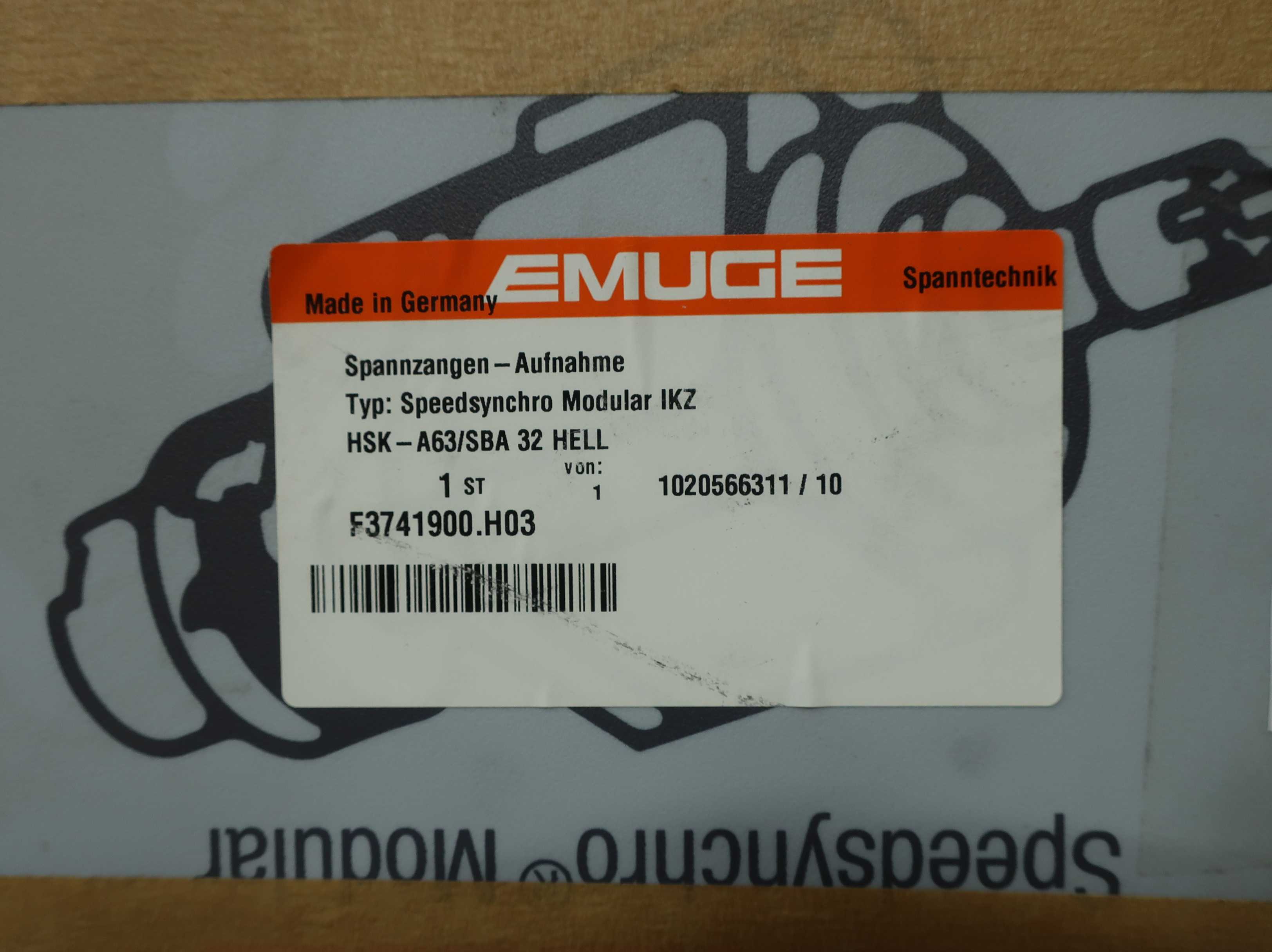 SKU 1011709 - LOT OF 3 EMUGE IKZ-F3741L01 HSK-A63 SPEEDSYNCHRO MODULAR TOOL HOLDER - TOOL STORAGE