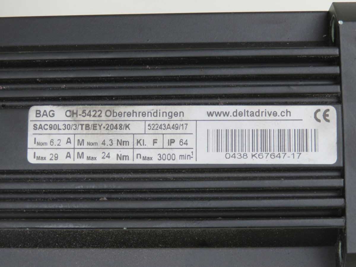 DELTA DRIVE SAC90L30/3/TB/EY-2048/K SERVO MOTOR T255403 - SERVO