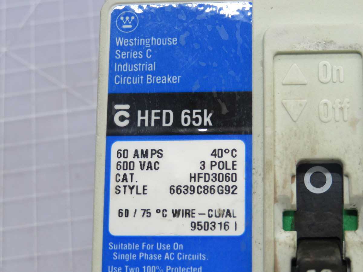WESTINGHOUSE HFD3060 MOLDED CASE CIRCUIT BREAKER T248894 - CIRCUIT BREAKERS