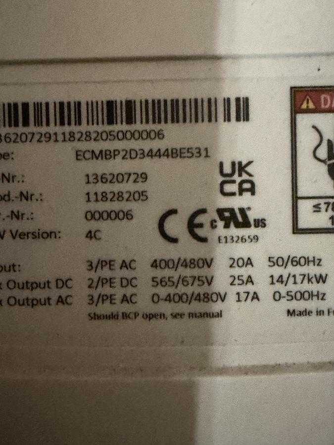 KUKA Servo Drive Art No. 00198263 KPP 600-20-2X40 Type: EMCBP2D3444BE531 - SERVO DRIVES