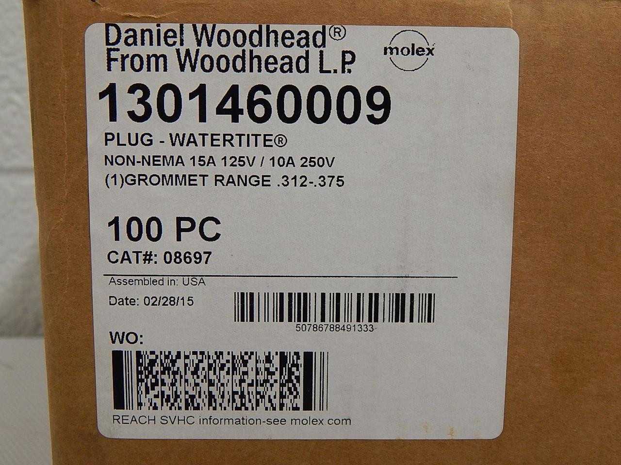 LOT OF 100 MOLEX DANIEL WOODHEAD 1301460009 PLUG-WATERTITE T100839 - PLUGS & RECEPTACLES