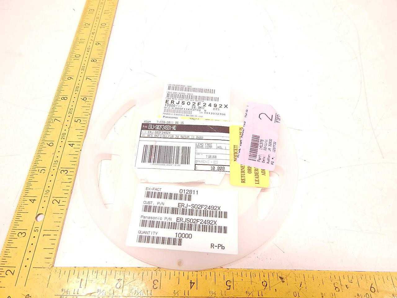 LOT OF 10000 ERJS02F2492X THICK FILM RESISTORS SMD 0402 24.9KOHMS 1% ANTI-SULFUR T78123 - ELECTRICAL COMPONENTS