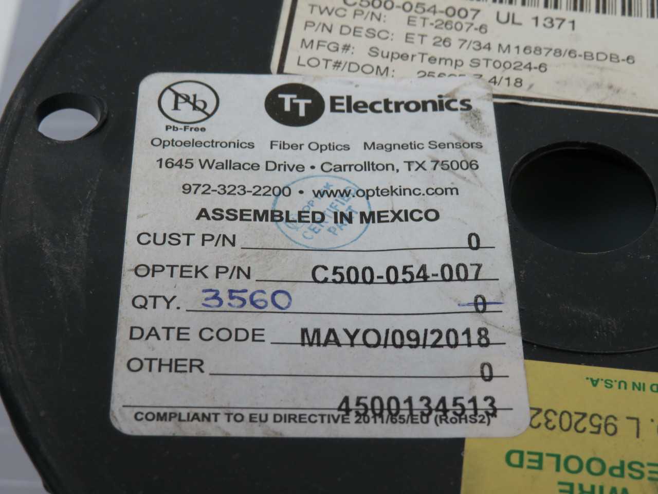 TT ELECTRONICS ET-2607-6 C500-054-007 UL 1371 BLUE WIRE CABLE SIZE 26 7/34 3500 FT T172388 - ELECTRICAL WIRE