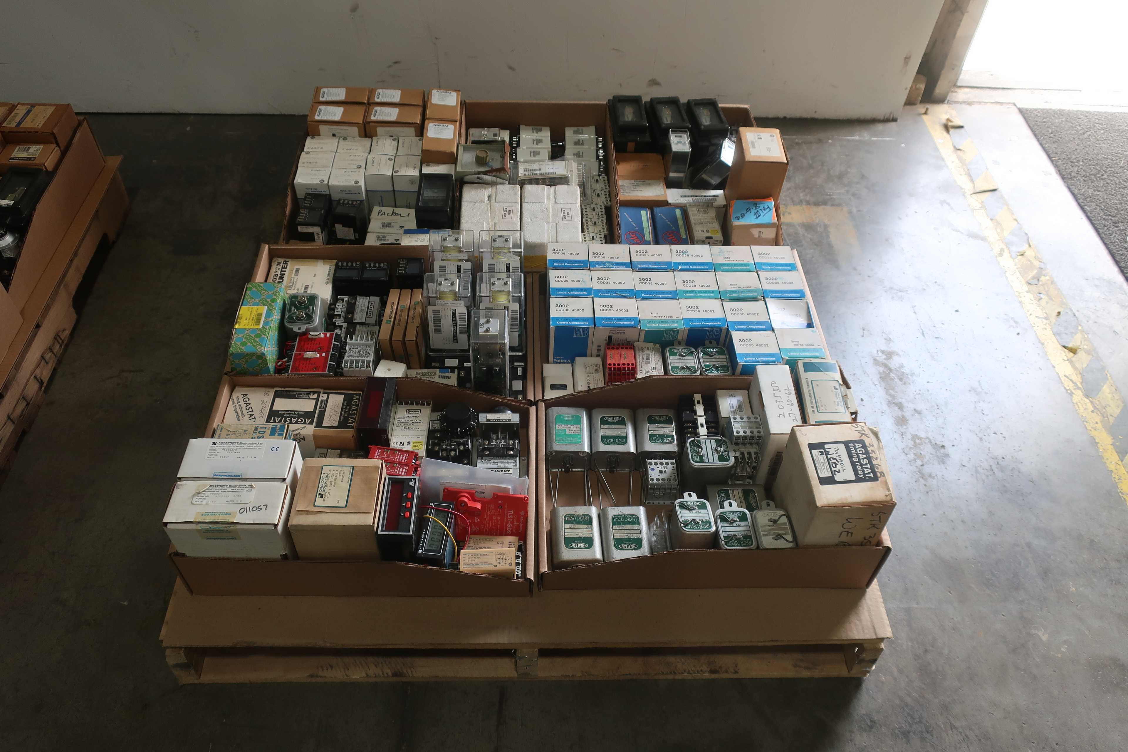 SKU 1763594 - 2 PALLETS OF ASSORTED RELAYS, COUNTERS, AND TIMERS - ELECTRICAL COMPONENTS
