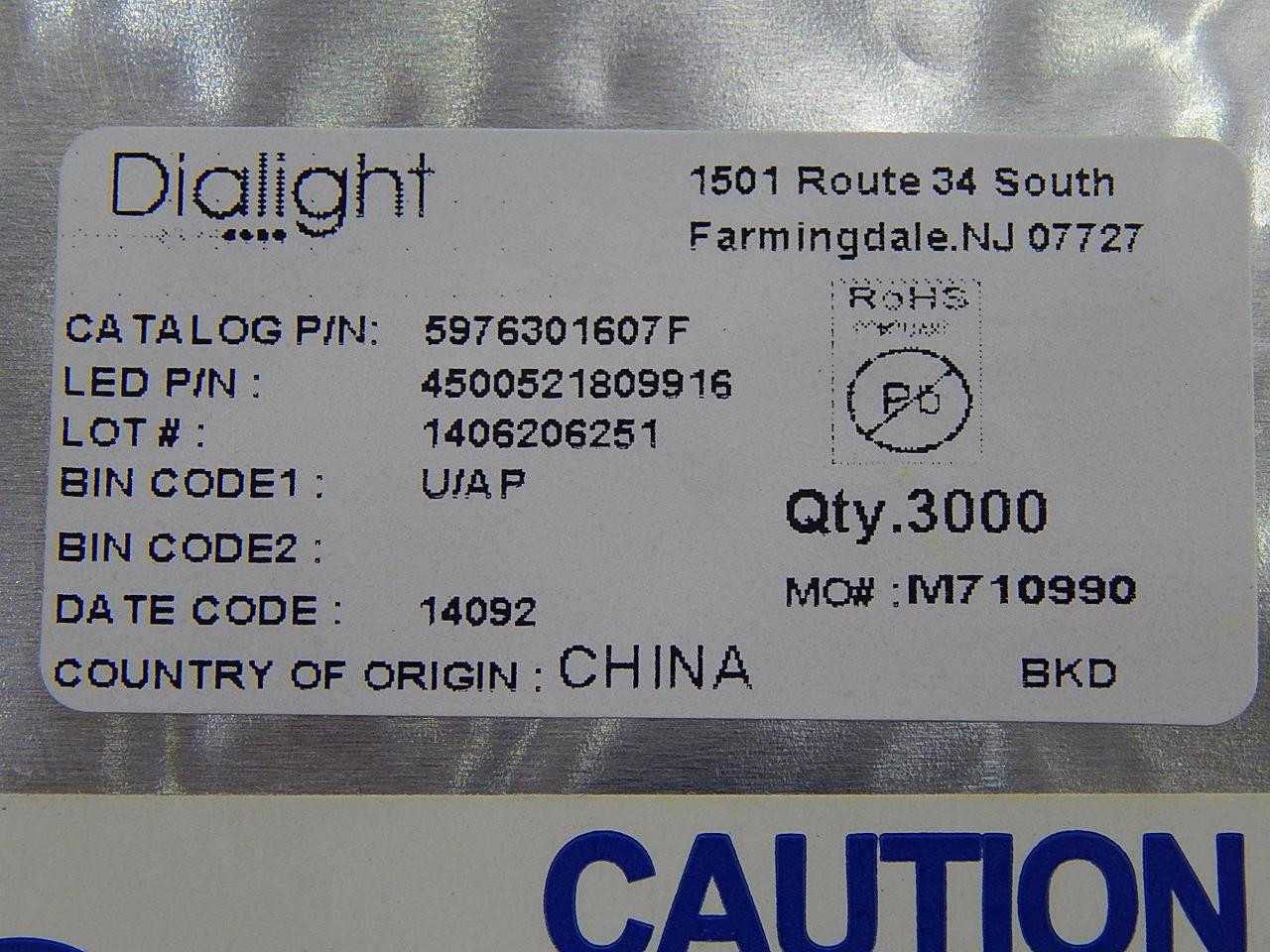 Lot Of 6000 Dialight 5976301607F Standard LEDs - SMD Green 530 Nm 112 MCD 20 Ma T88373 - LIGHTING