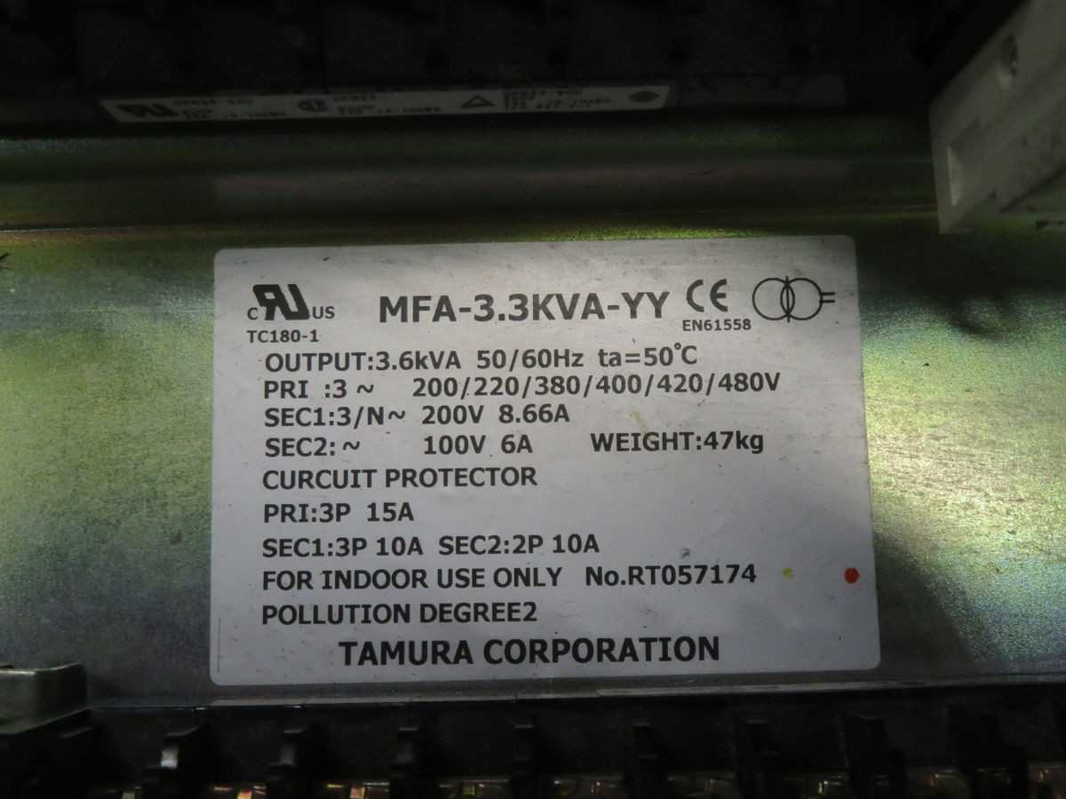 Tamura MFA-3.3kVA-YY Transformer T248432 - High Efficiency Power Solution - POWER TRANSFORMERS