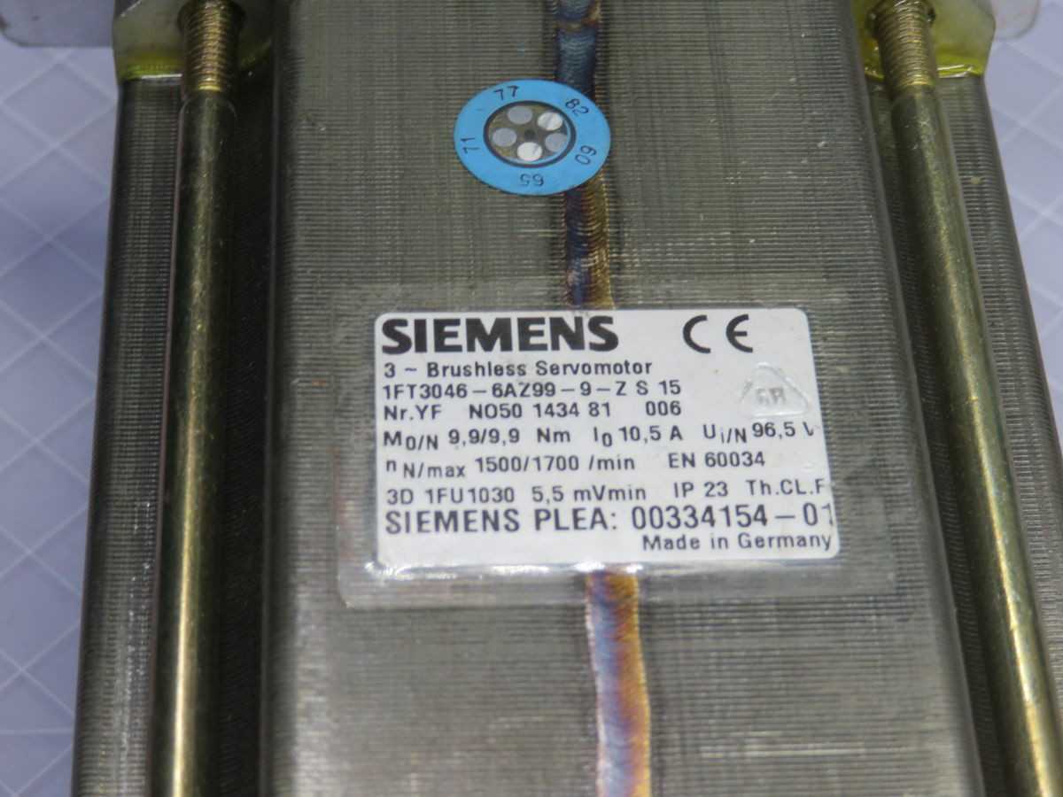 SIEMENS 1FT3046-6AZ99-9-Z S 15 BRUSHLESS SERVOMOTOR T253510 - SERVO MOTORS