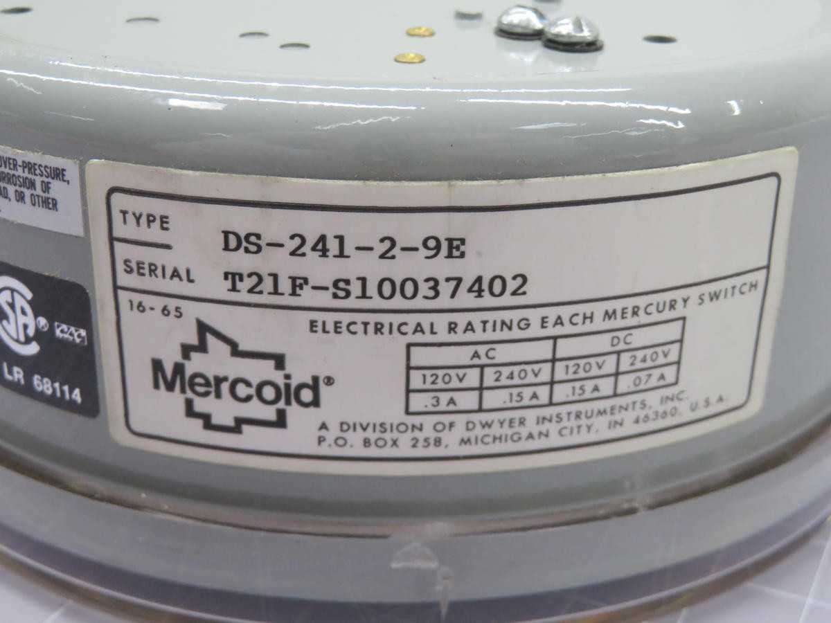 MERCOID DS-241-2-9E MERCURY SWITCH T222892 - SWITCHES