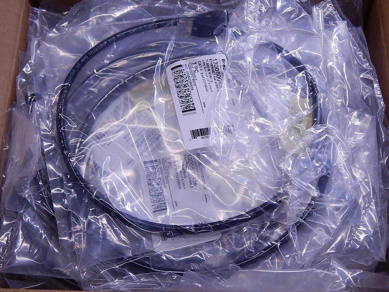 LOT OF 50 BRAD CONNECTIVITY 1300500456 ETHERNET MALE/FEMALE CABLE T105602 - PLUGS & RECEPTACLES