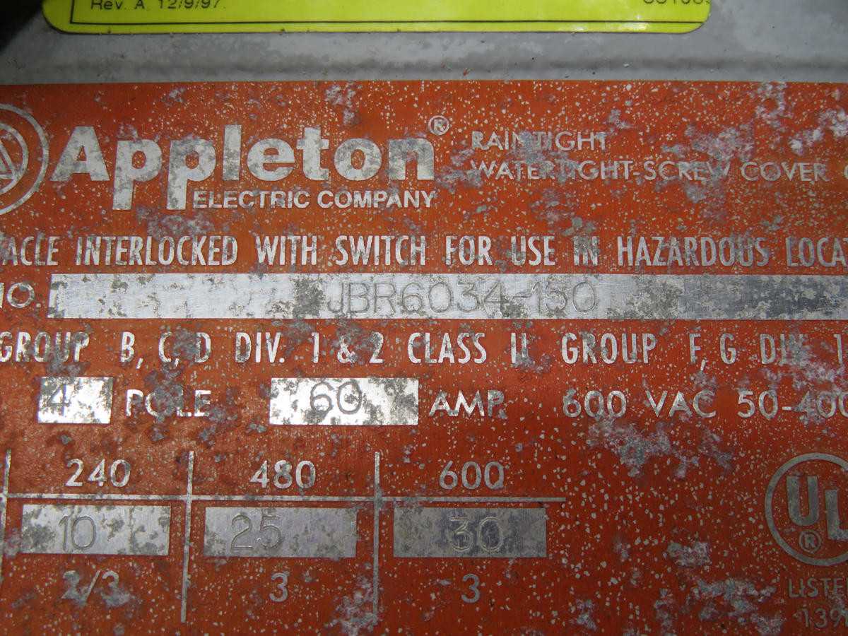 Appleton JBR6034-150 Dead Front Interlocked Switched Receptacle With Mounting Box - PLUGS & RECEPTACLES