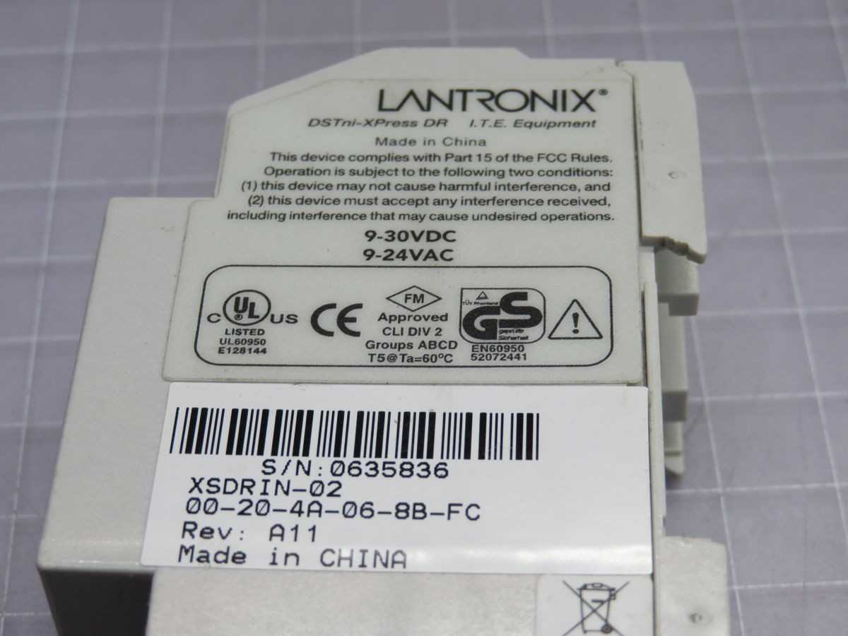 LANTRONIX XSDRIN-02 EXTERNAL DEVICE SERVER T256187 - PLC MODULES