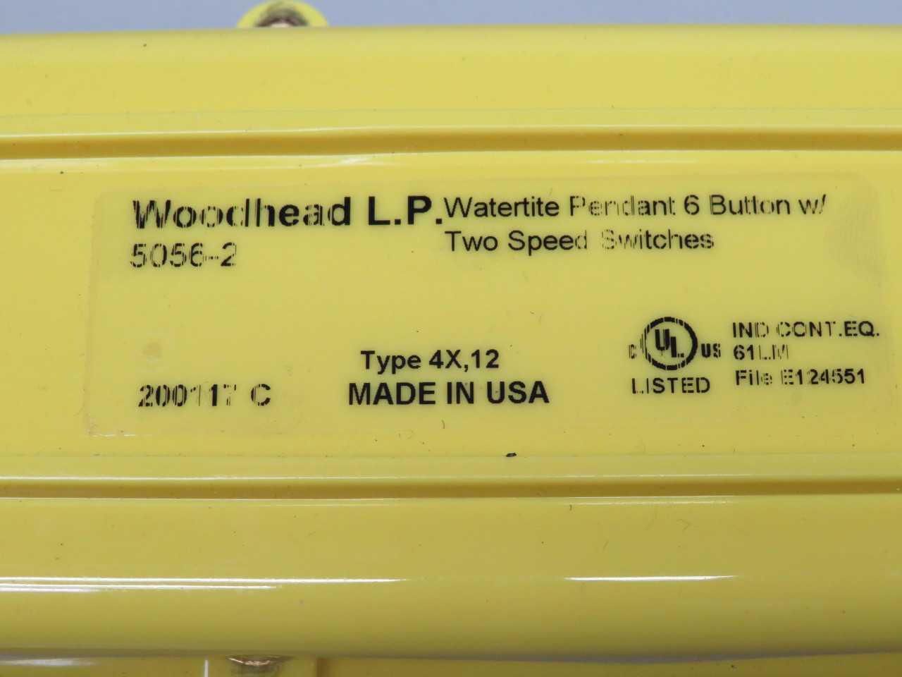 WOODHEAD 130126-0259 5056-2 WATERTITE PLASTIC PENDANT STATION 6 POSITION T165659 - SWITCHES