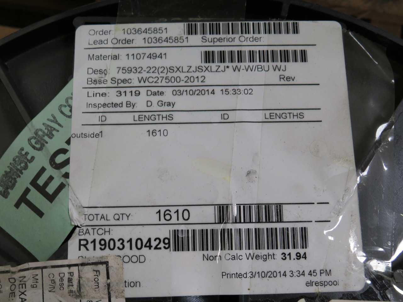 NEXANS M27500-22SB2V73 75932-22(2)SXLZJSXLZJ W-W/BU WJ 1600 FT T190491 - ELECTRICAL WIRE