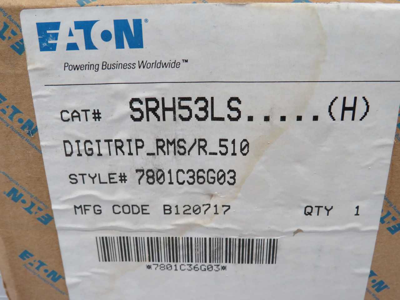 Eaton SRH53LS DigitTrip RMS/R510 600 Amp Rating Plug T167968 - CIRCUIT BREAKERS