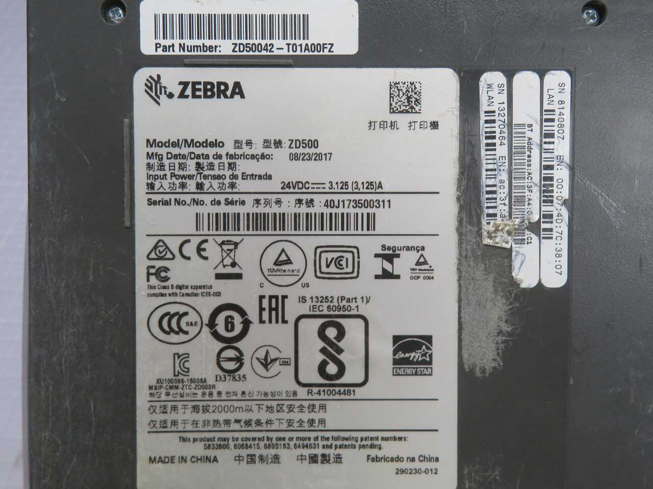 Zebra ZD500 Barcode Label Printer Model ZD50042-T01A00FZ - PRINTING