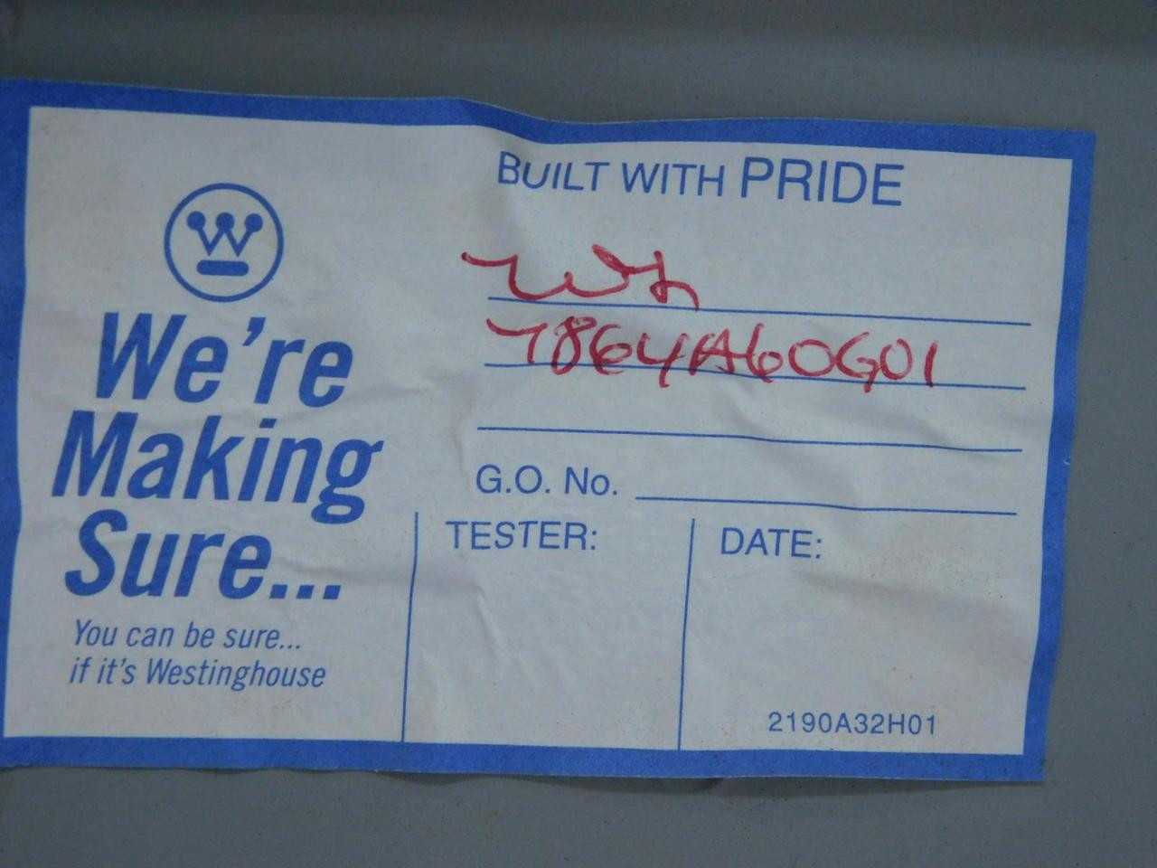 WESTINGHOUSE 7864A60G01 CONTACT PANEL BREAKER CONTACTORS T124511 - CIRCUIT BREAKERS