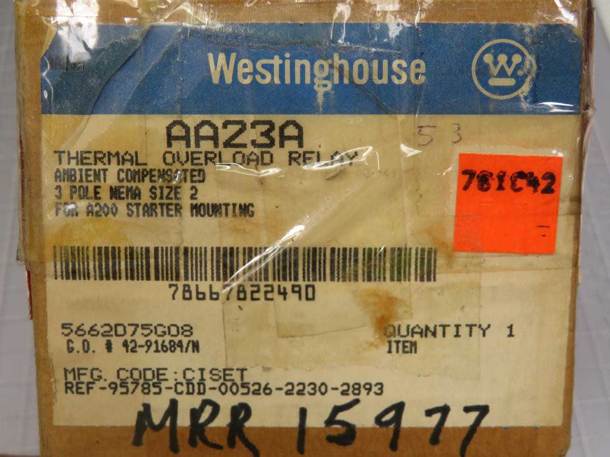 Westinghouse AA23A Thermal Overload Relay Ambient T202320 - PROTECTION RELAY