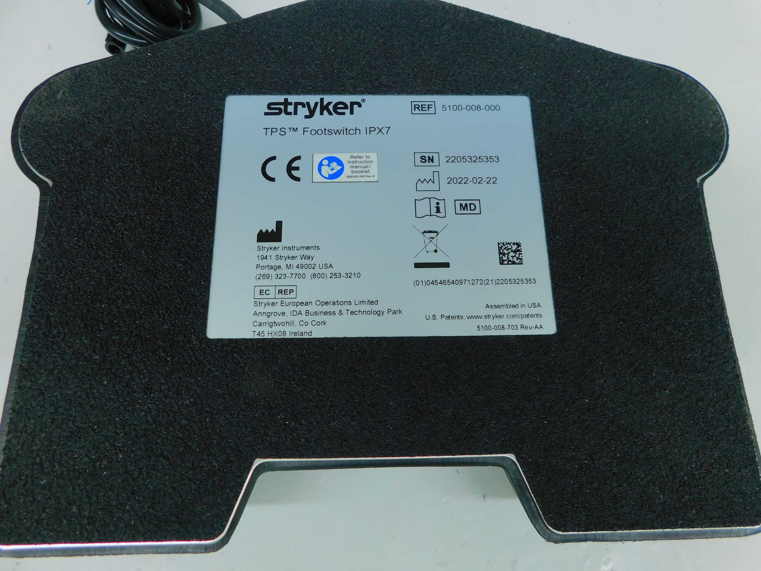 STRYKER TPS 5100-008-000 IPX7 FOOTSWITCH - MINT CONDITION - SWITCHES