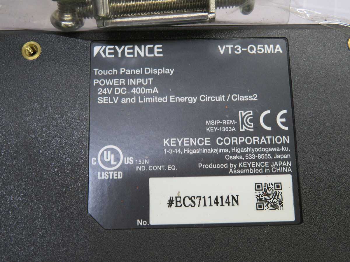KEYENCE VT3-Q5MA TOUCH PANEL DISPLAY T255227 - OPERATOR INTERFACE PANELS