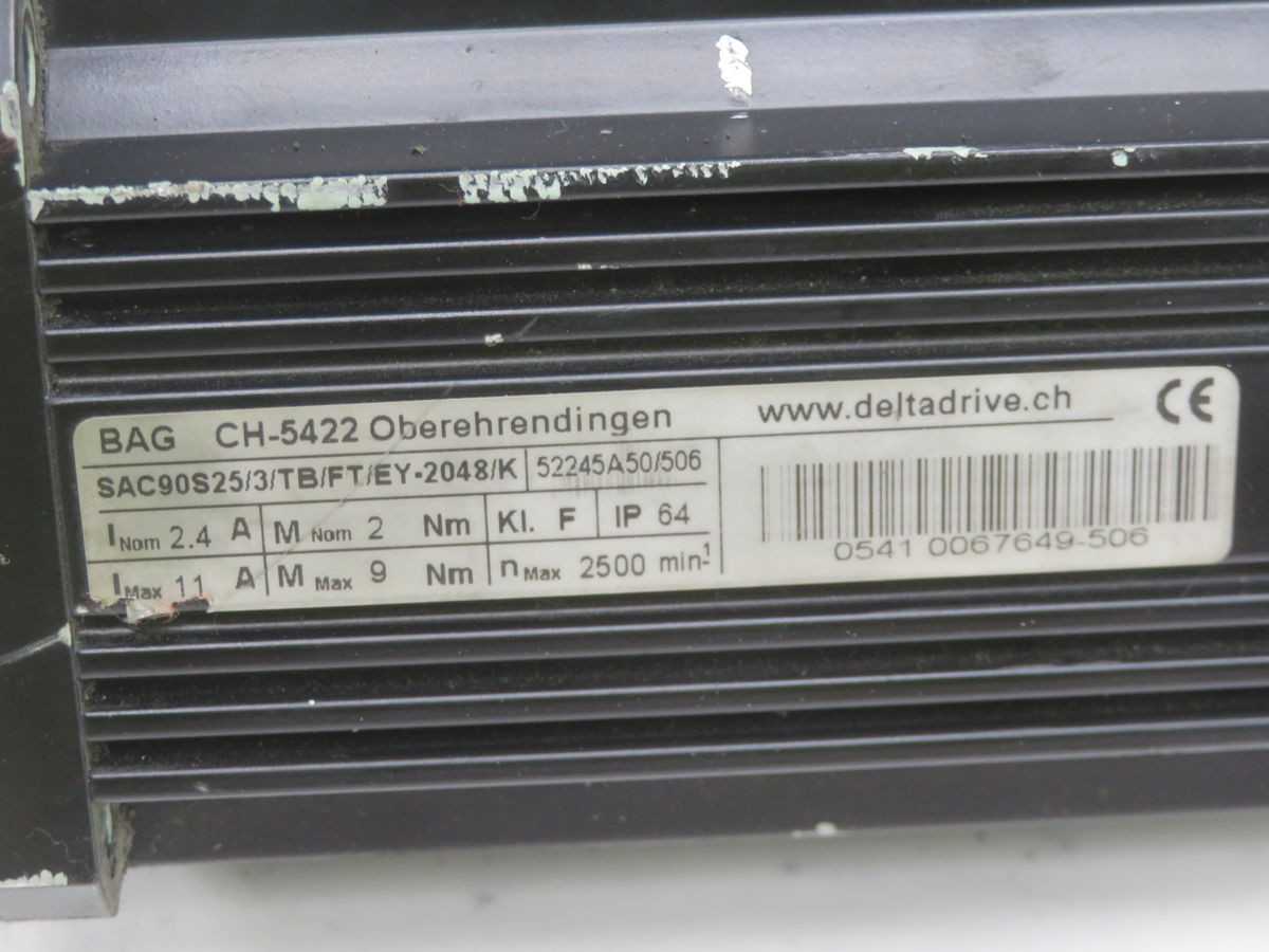 DELTA DRIVE SAC90S25/3/TB/FT/EY-2048/K SERVO MOTOR T255112 - SERVO