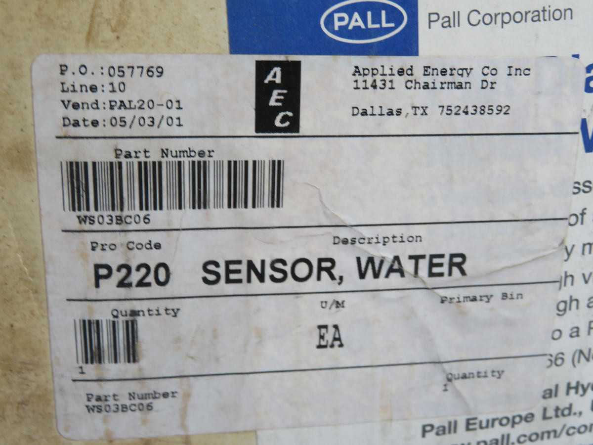 PALL WS03 WS03BC06 WATER SENSOR T232736 - SENSORS