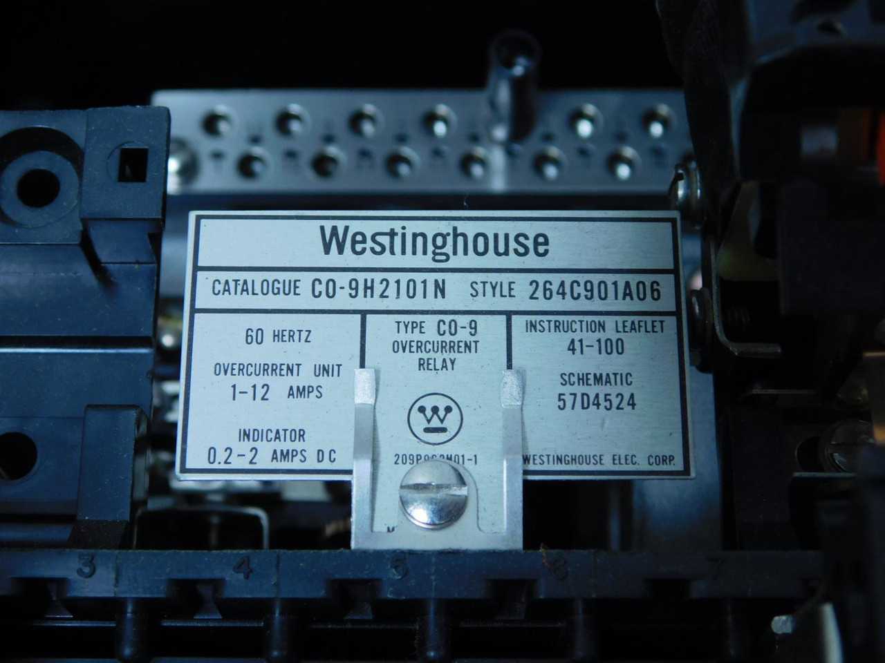 WESTINGHOUSE C0-9H2101N C0-2 OVERCURRENT RELAY T149471 - PROTECTION RELAY