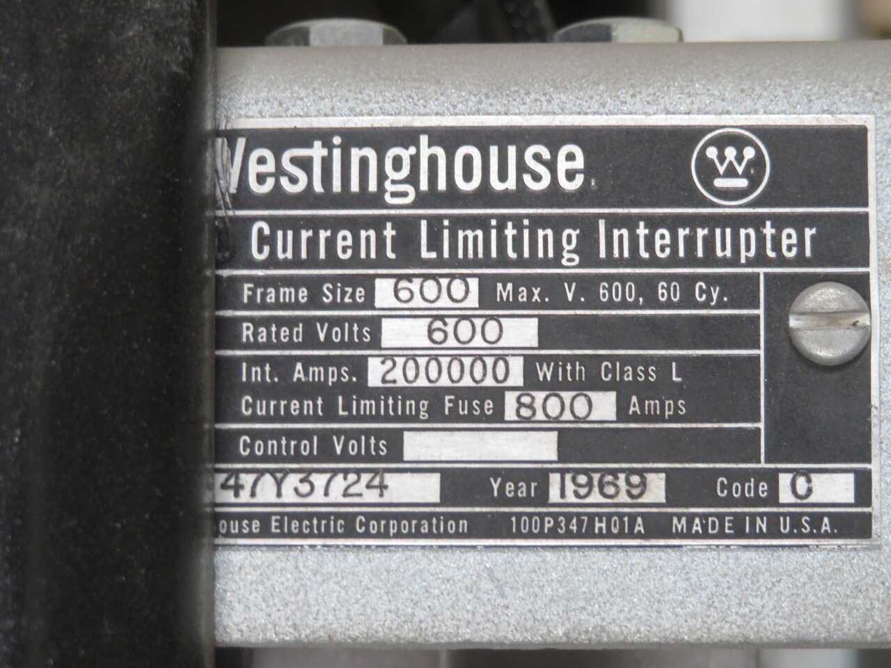 WESTINGHOUSE CURRENT LIMITING INTERRUPTER T270427 - ROTARY AIRLOCK VALVE