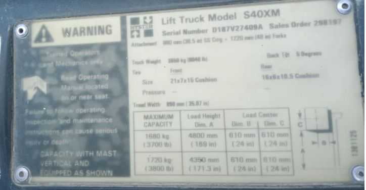 HYSTER S40XM 01 LPG FORKLIFT - 3800 LB CAPACITY, 189" LIFT, 8500 HOURS - SIT-DOWN FORKLIFTS