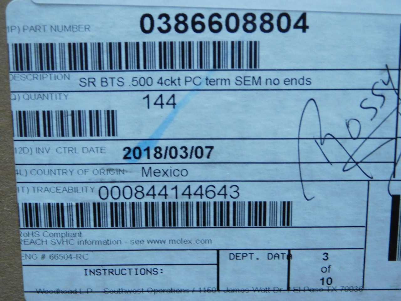 Lot Of 140 Molex 0386608804 Conn Barrier Strip 4Circ 0.5 - TERMINAL BLOCKS