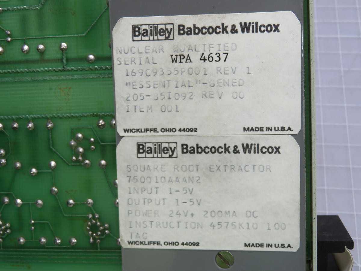 BABCOCK WILCOX 750010AAAN2 SQUARE ROOT EXTRACTOR MODULE T239050 - PLC MODULES