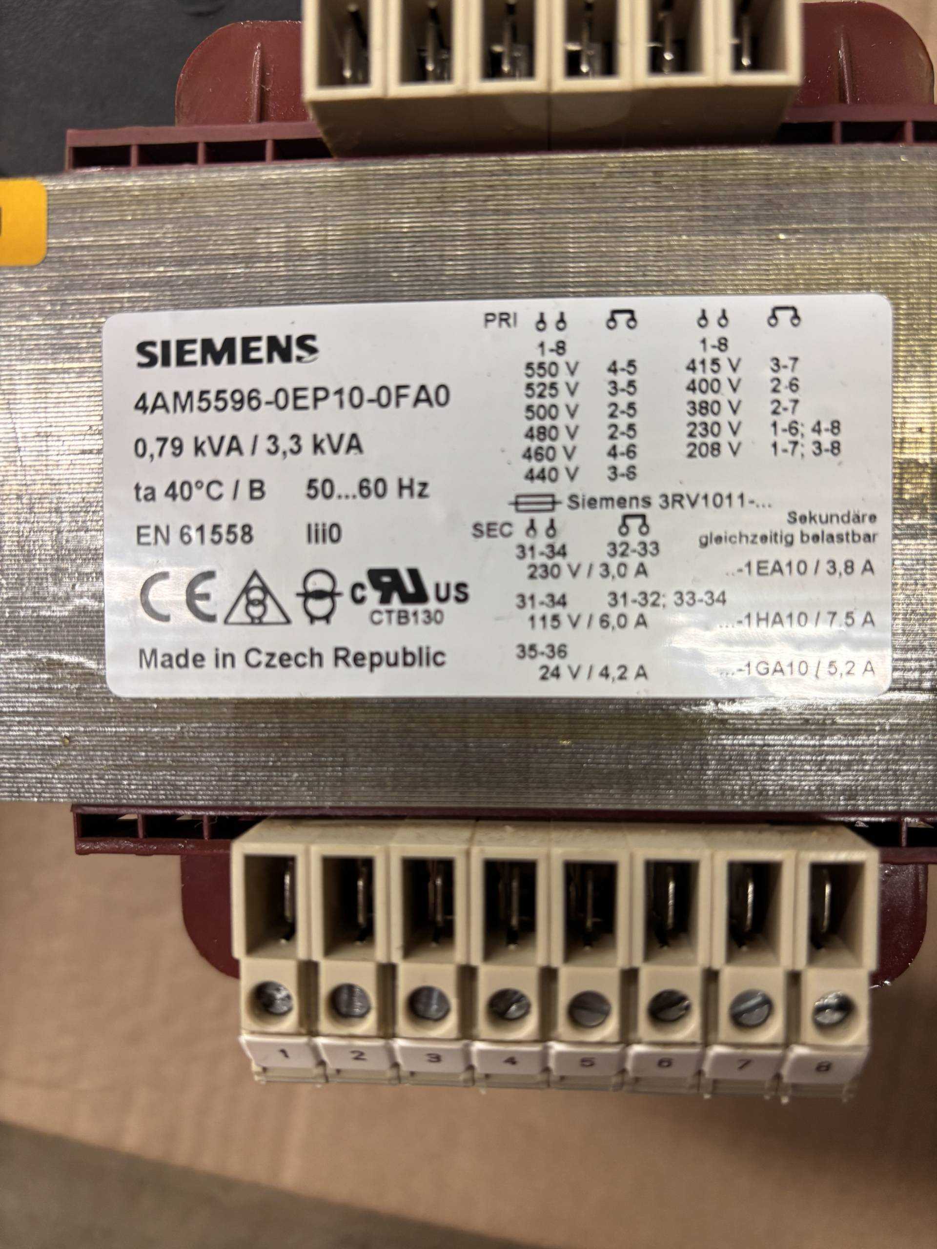 SIEMENS 4AM5596-0EP10-0FA0 CONTROL TRANSFORMER - CONTROL TRANSFORMERS