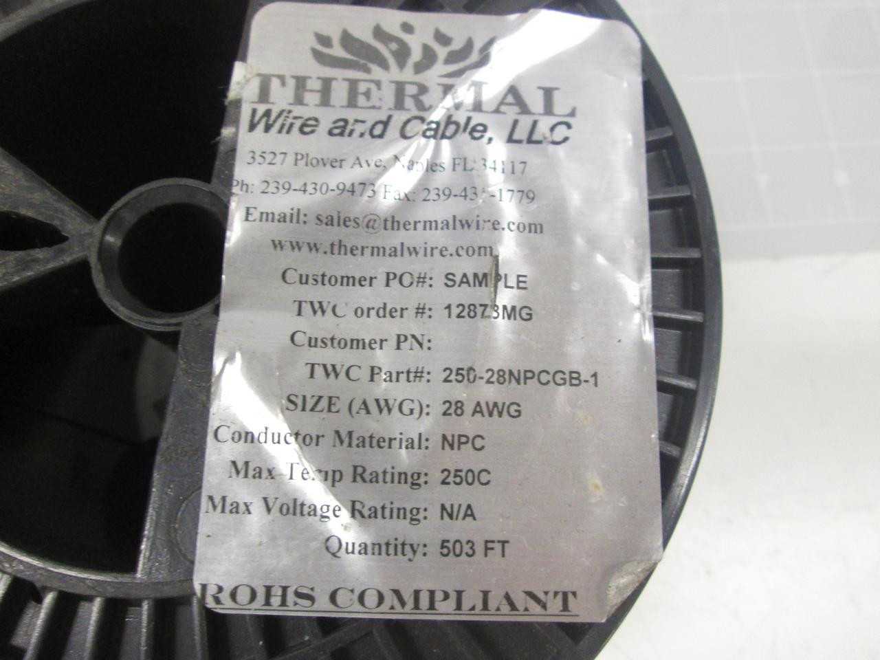 THERMAL WIRE AND CABLE 12878MG 250-28NPCGB-1 WIRE 28 AWG 250 DEG C MAX (503 FT) T66741 - WIRE