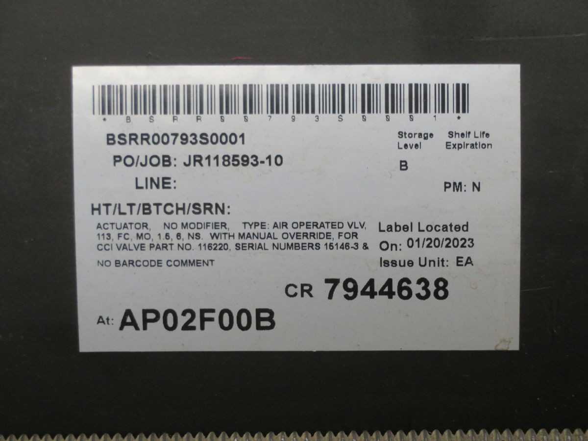 BSRR00793S0001 ACTUATOR CYLINDER T258408 - PNEUMATIC CYLINDERS & ACTUATORS