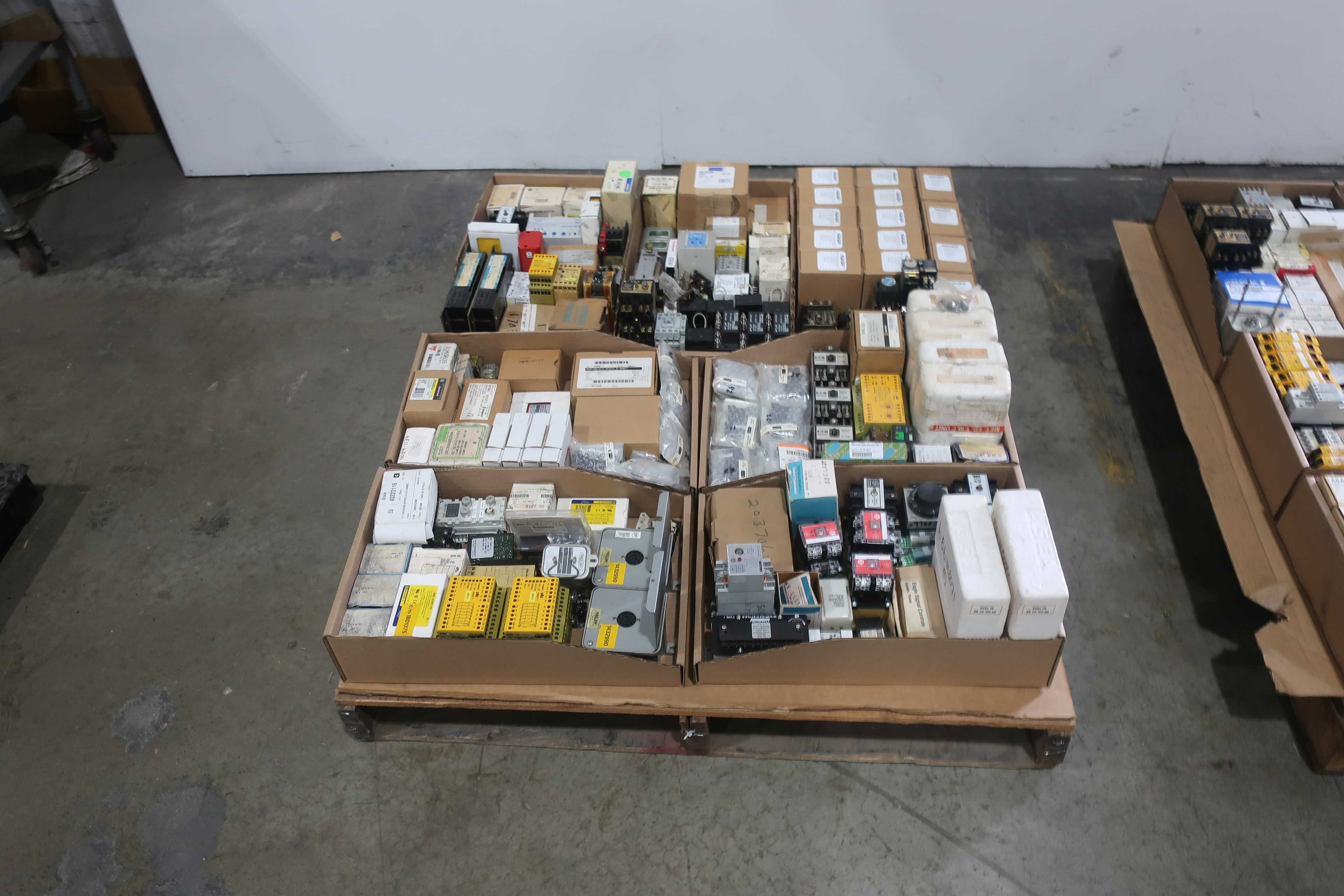 SKU 1763420 - 2 PALLETS OF ASSORTED RELAYS, COUNTERS, AND TIMERS - ELECTRICAL RELAYS