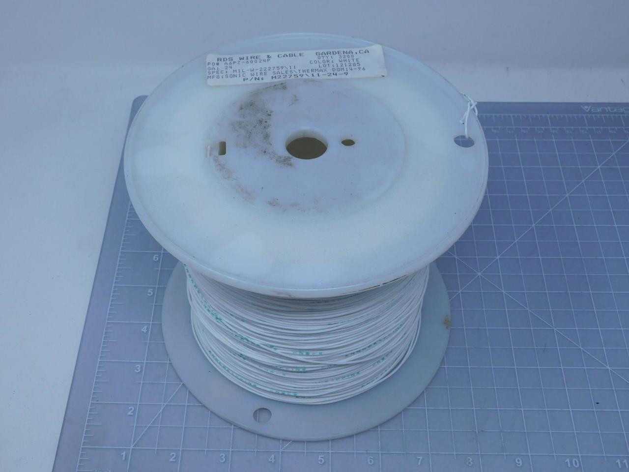 1950 Ft Sonic Wire M22759/11-24-9 White Hook Up Wire 24 AWG 600 V - ELECTRICAL WIRE