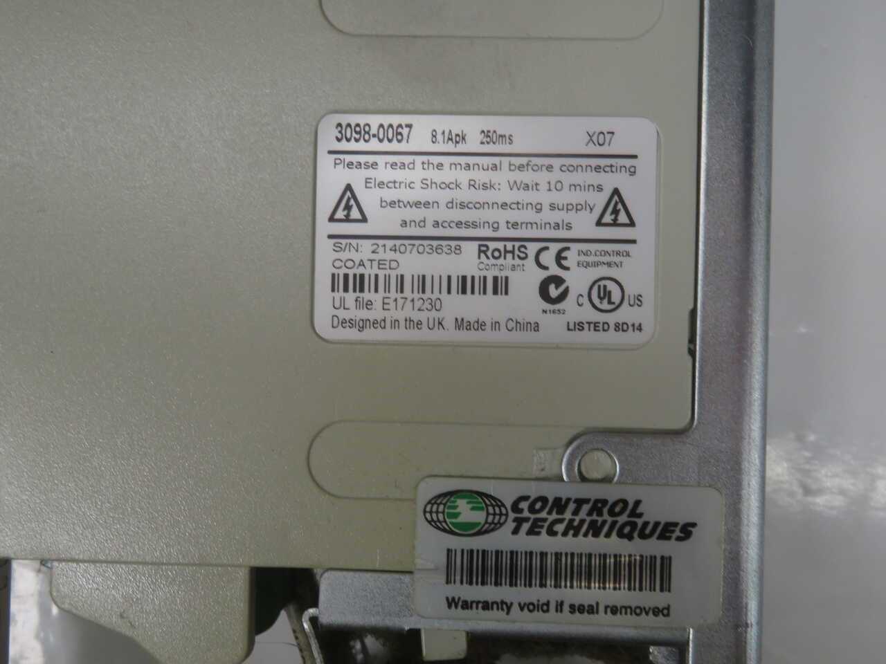 Control Techniques 3098-0067 Servo Drive T271834 - High Performance Motion Control - SERVO