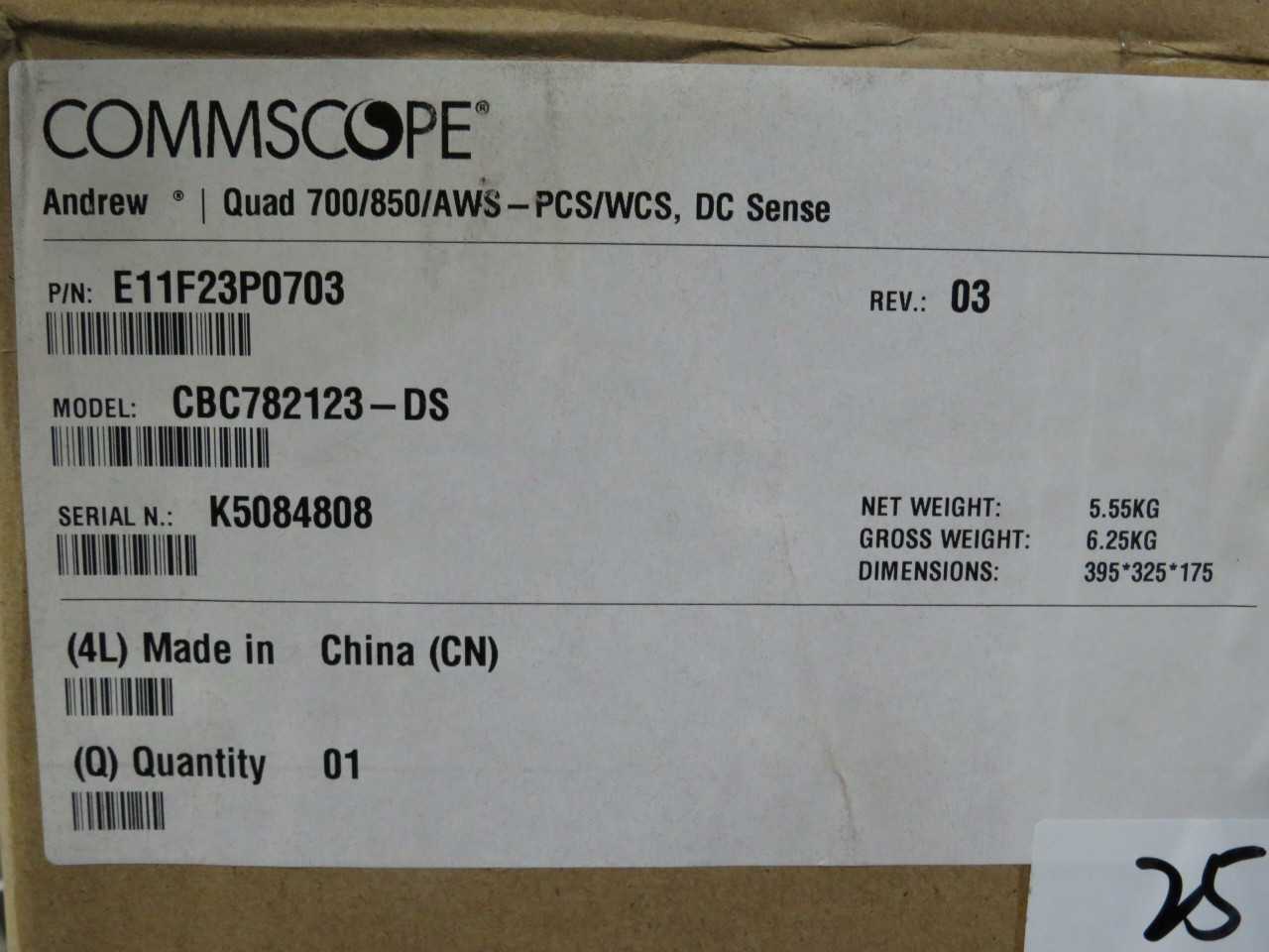 COMMSCOPE CBC782123-DS QUAD 700/850/AWS-PCS/WCS DC SENSE T179607 - TELECOMMUNICATION